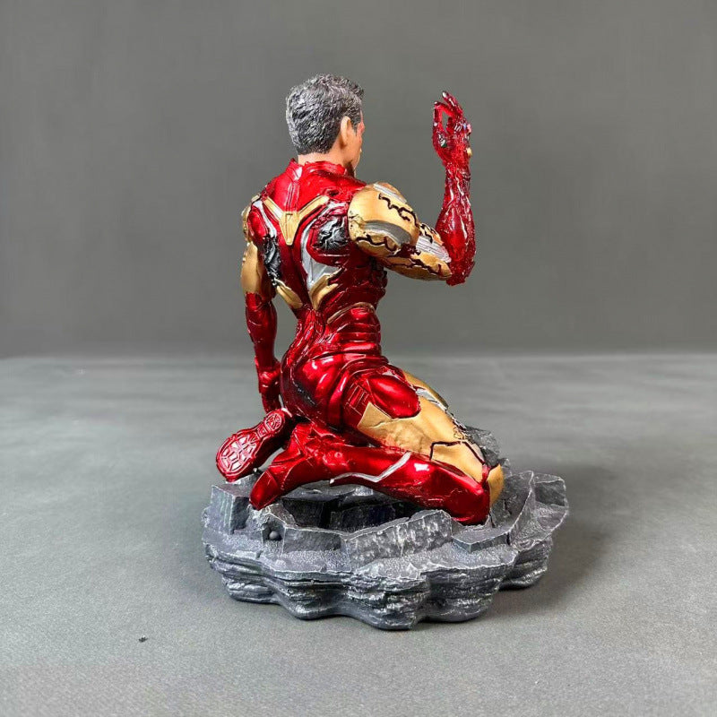 Avengers high quality GK hand-made iron man MK85 battle damage kneeling posture ring finger statue gk garage kits ornaments statue