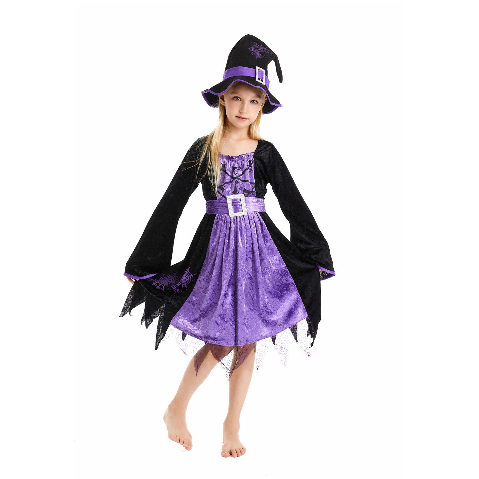 European and American Halloween costume children's cosplay anime costume purple witch role play Halloween costume