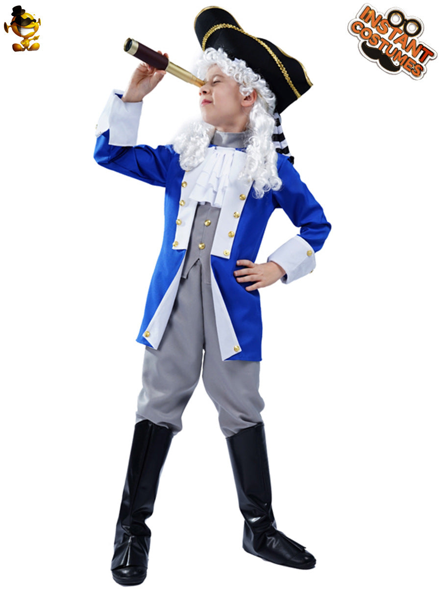 Halloween boy's pirate ship captain costume boys medieval colonial general cosplay costume