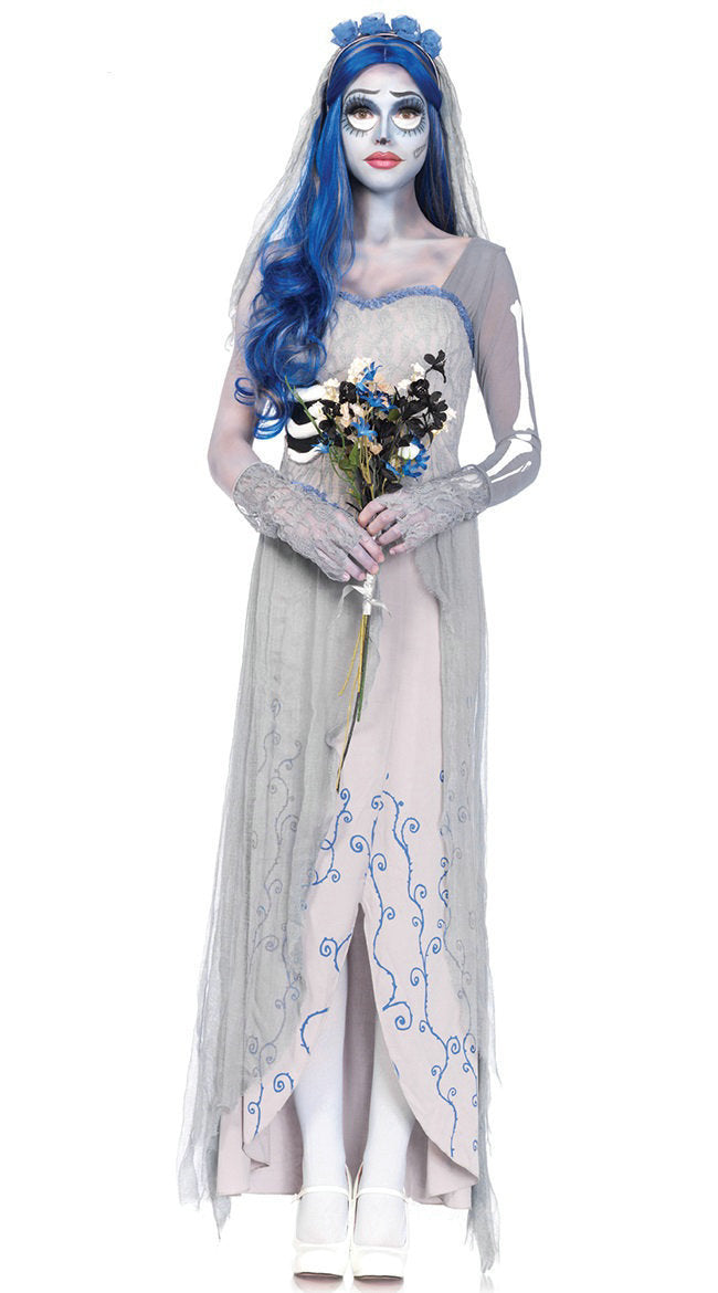 Halloween white ghost robe long dress ghost bride masquerade cosplay costume ghost costume death costume