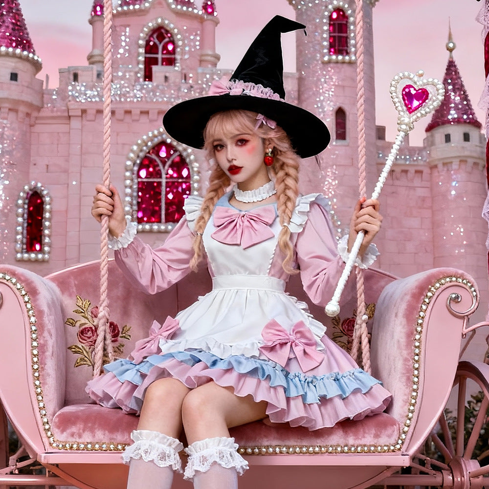 Halloween pink maid costume LOLITA dress LOLITA stage wear maid Ware soft girl cafe maid costume