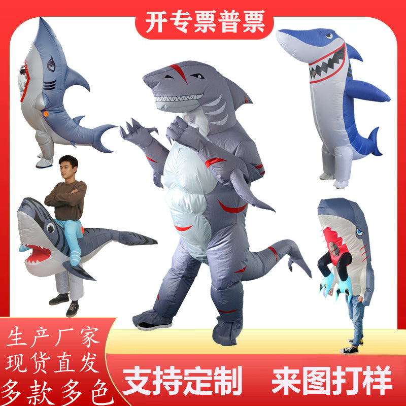 Halloween party shark inflatable clothing costume cannibal shark inflatable clothing party spoof costume props Christmas dress up