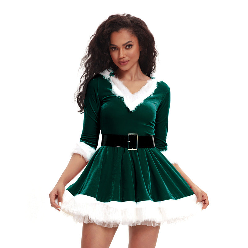 Christmas costume adult female European and American Christmas costume Christmas costume Christmas performance wear dress divided size
