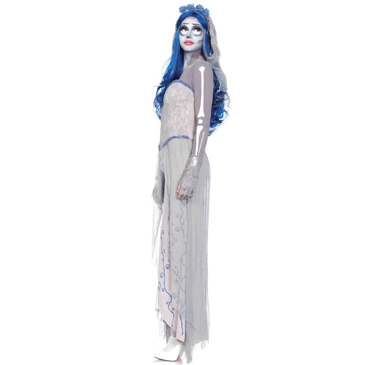 Halloween white ghost robe long dress ghost bride masquerade cosplay costume ghost costume death costume