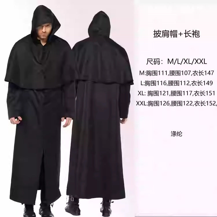 Halloween medieval wizard nun priest cos costume Halloween death robe cosplay costume