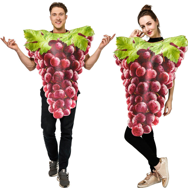 Funny couple grape jumpsuit Halloween spoof fruit performance costume stage play party costume