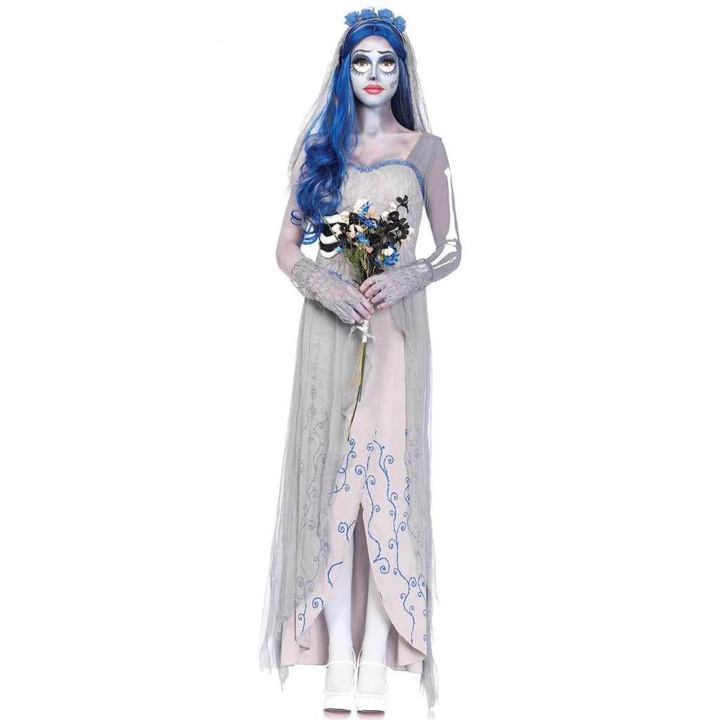 Halloween white ghost robe long dress ghost bride masquerade cosplay costume ghost costume death costume