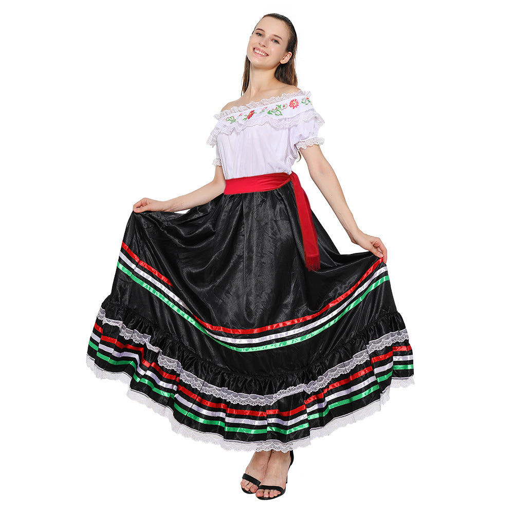 Mexican ethnic women's dress Halloween play costume bright singer role stage costume Halloween clothes