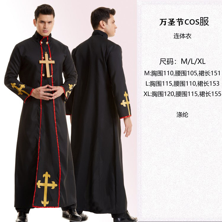 Halloween medieval wizard nun priest cos costume Halloween death robe cosplay costume