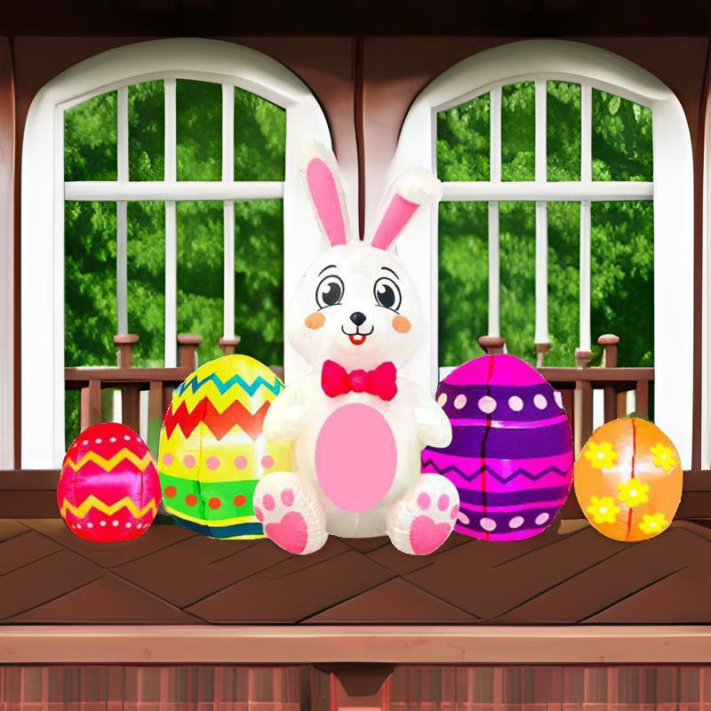 Cross-border new LED luminous inflatable Easter egg rabbit inflatable model holiday outdoor courtyard decoration