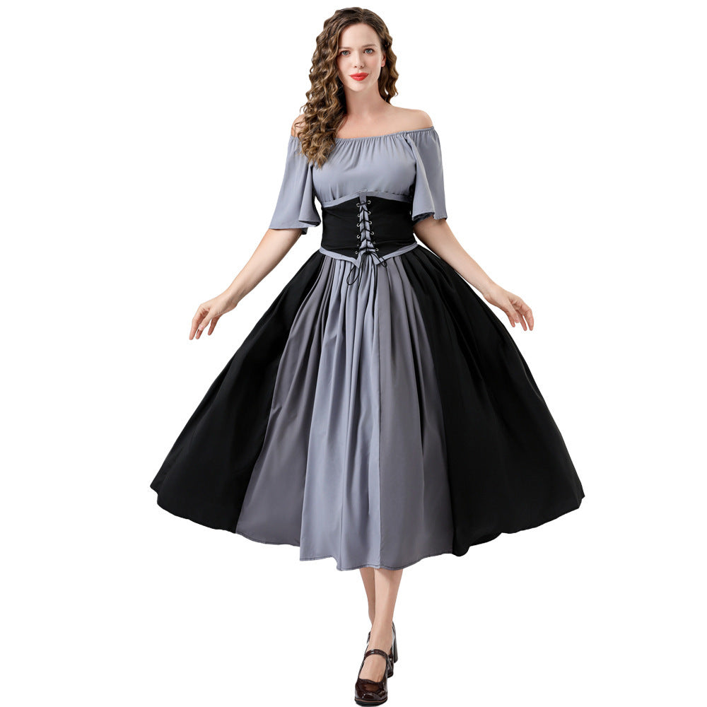 Halloween costume adult medieval retro Renaissance European and American court women's girdle dress costume