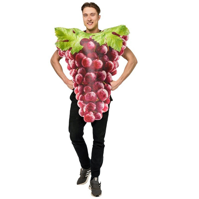 Funny couple grape jumpsuit Halloween spoof fruit performance costume stage play party costume