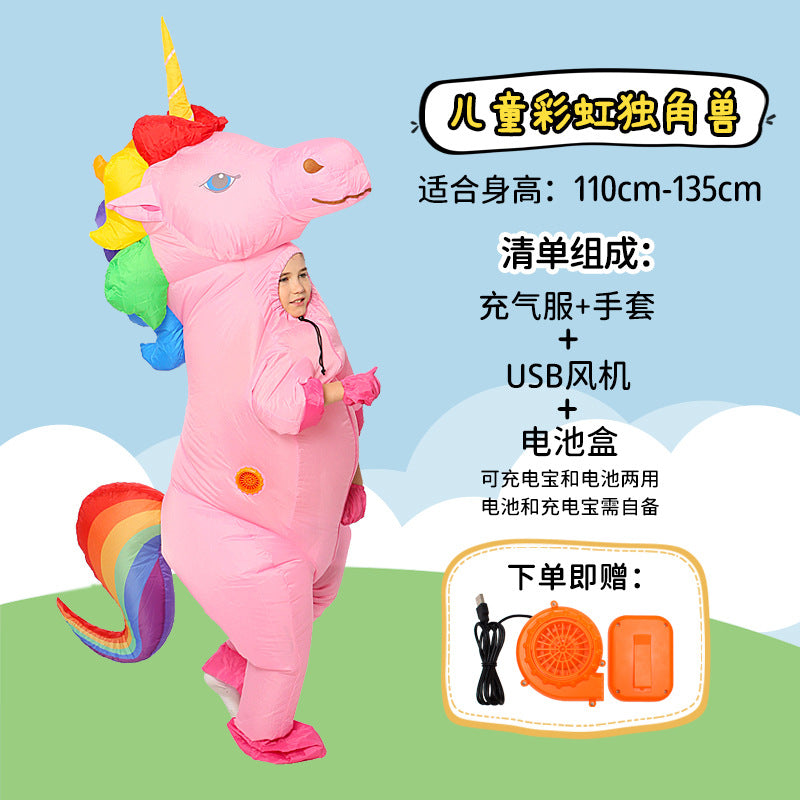 Unicorn inflatable costume adult and children Party parent-child watch show props Cartoon Doll Tianma cross-border hot selling