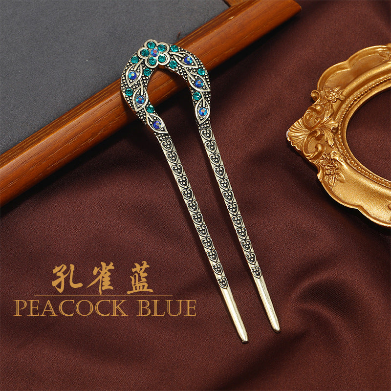Costume Headdress bridal hairpin U-shaped diamond alloy Crown ancient costume Han Chinese clothing headdress costume headdress bridal hair