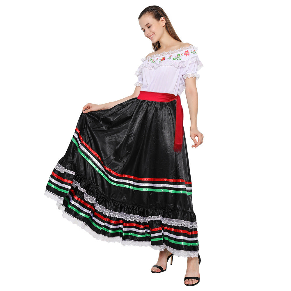 Mexican ethnic women's dress Halloween play costume bright singer role stage costume Halloween clothes