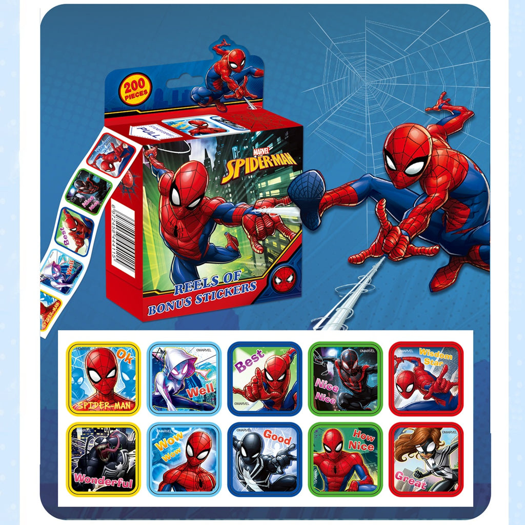 Spiderman shiny cartoon roll stickers ice princess Pooh bear Avengers children roll stickers cartoon sticker