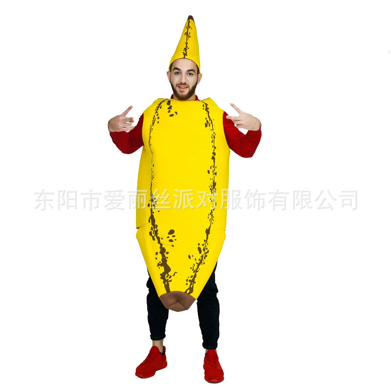 Adult and children Halloween funny cos banana costume parent-child costume couple's clothes performance Carnival fruit costume
