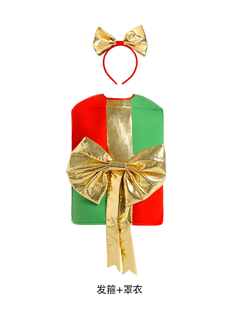 Christmas costume children's costume Santa Claus gift box costume Christmas outfit party holiday performance clothing