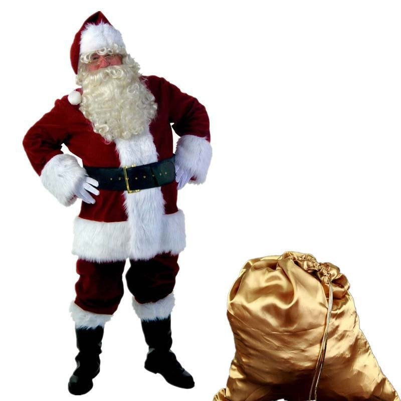 Santa Claus costume cross-border adult men gold velvet Santa Claus costume Halloween performance costume