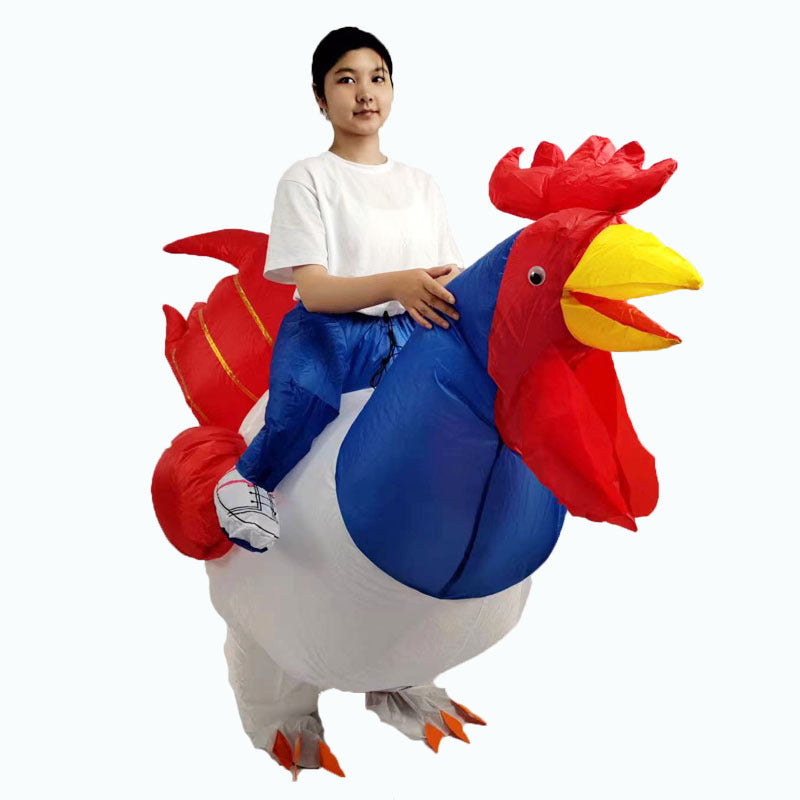 Cross-border funny walking animal costume adult holiday party performance wear mount colorful wings big white chicken inflatable clothing