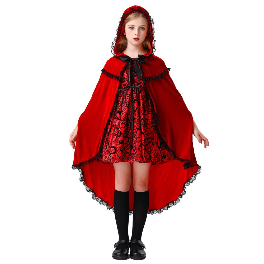 Gothic Halloween cloak cloak Little Red Riding Hood costume medieval performance costume role play June 1 performance costume