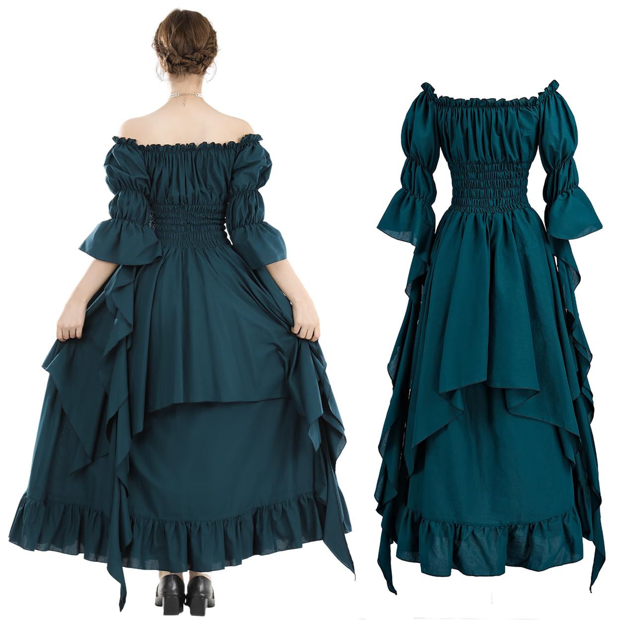 Halloween costume medieval renaissance vintage dress women's Gothic witch dress stage costume
