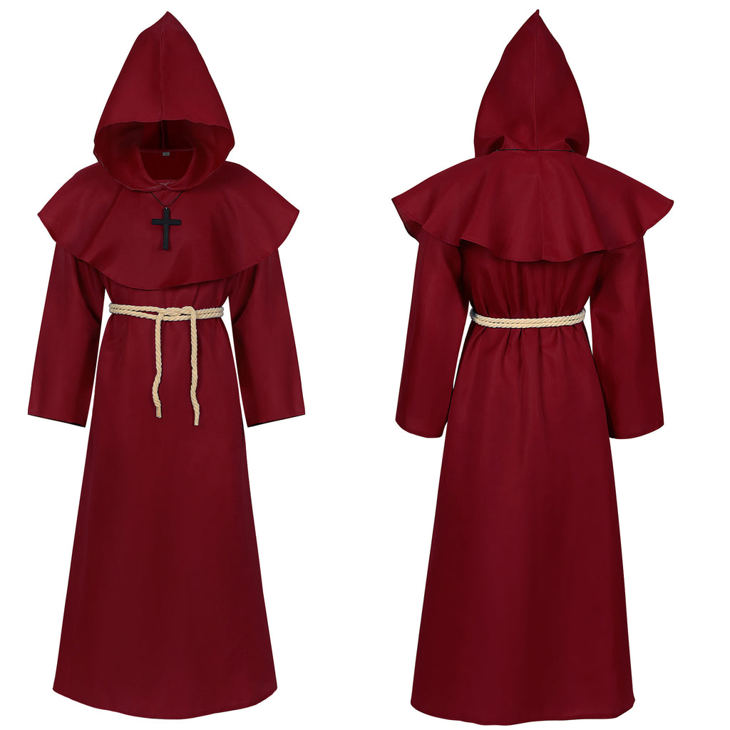 2024 Amazon medieval friar robe monk costume wizard costume priest cos costume performance wear Halloween costume