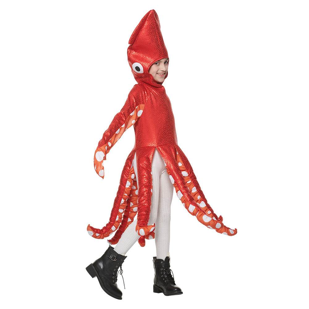 New Halloween children play costume marine life cute squid one-piece school party funny costume