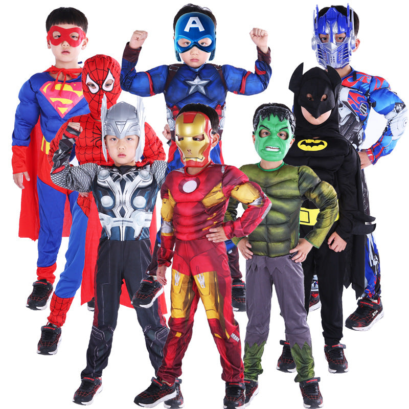 Halloween Avengers Children's muscle costume Captain America Spiderman bat Iron Man Superman clothes