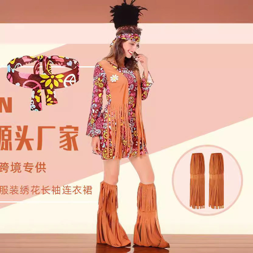 Women's tassel hippies costume retro hippie party costume Halloween Arab costume