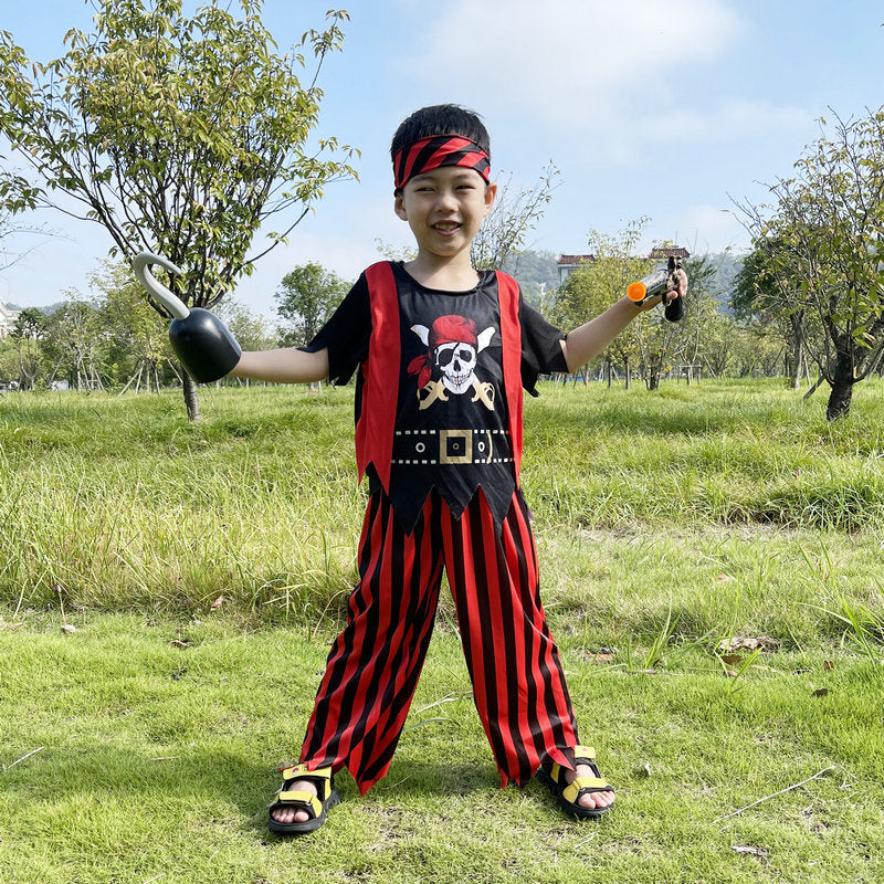 Makeup ball performance costume Halloween children handsome little pirates costume Pirates Of The Caribbean costume pirate vest