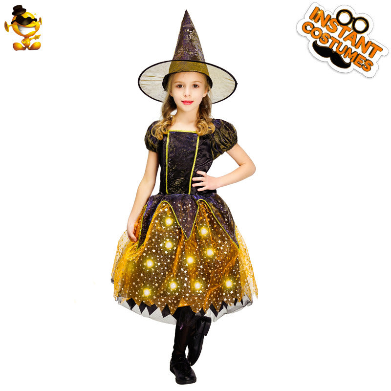 Halloween Children's glowing witch cosplay party costume masquerade stage performance costume