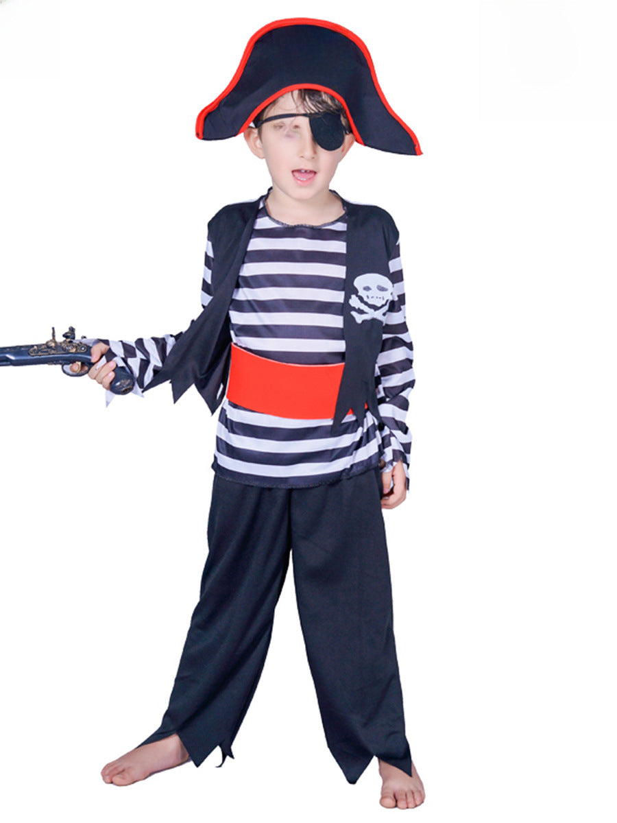 Boy's striped pirate look masquerade stage performance costume Halloween cosplay costume