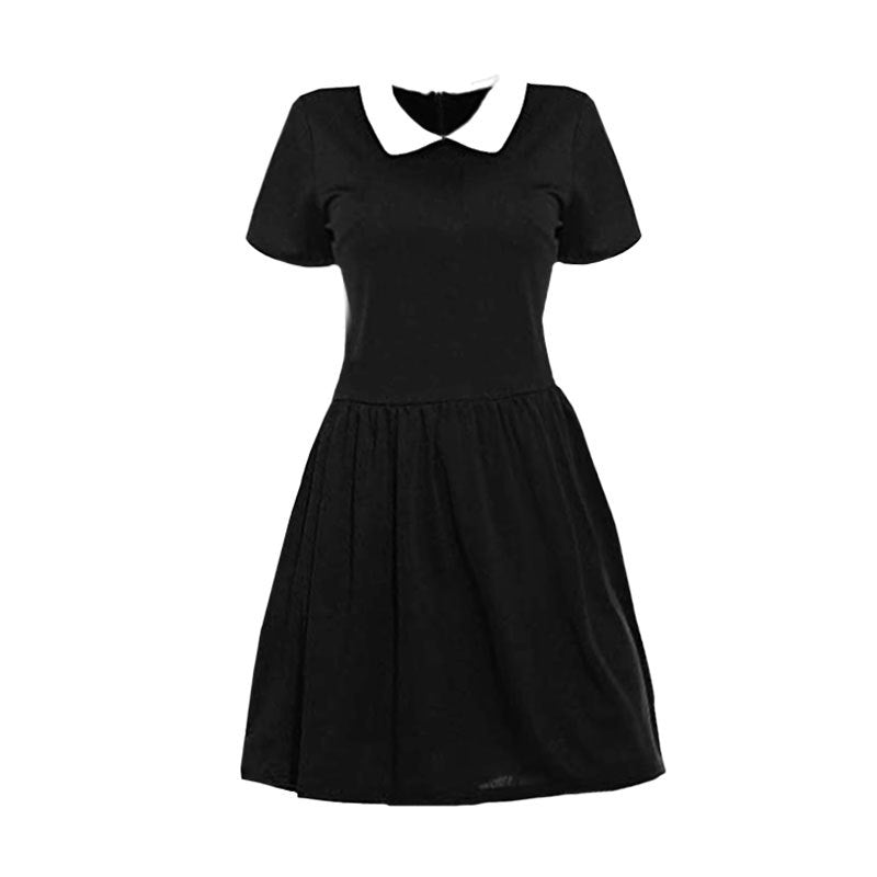 Adams family cos costume Halloween Wednesday Adams black dress cosplay costume