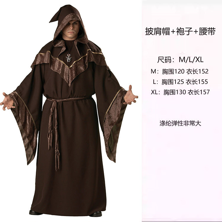 Halloween medieval wizard nun priest cos costume Halloween death robe cosplay costume