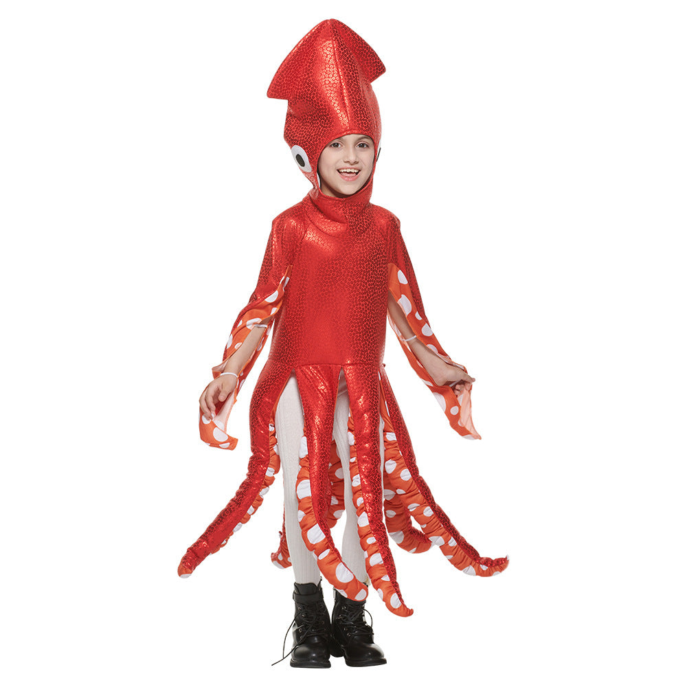 New Halloween children play costume marine life cute squid one-piece school party funny costume