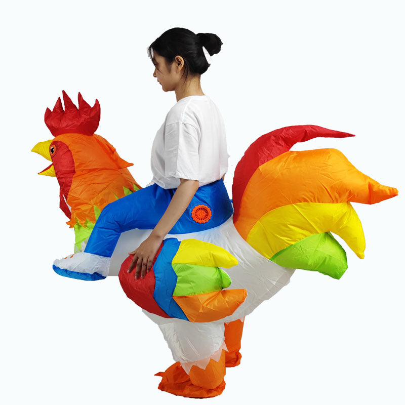 Cross-border funny walking animal costume adult holiday party performance wear mount colorful wings big white chicken inflatable clothing