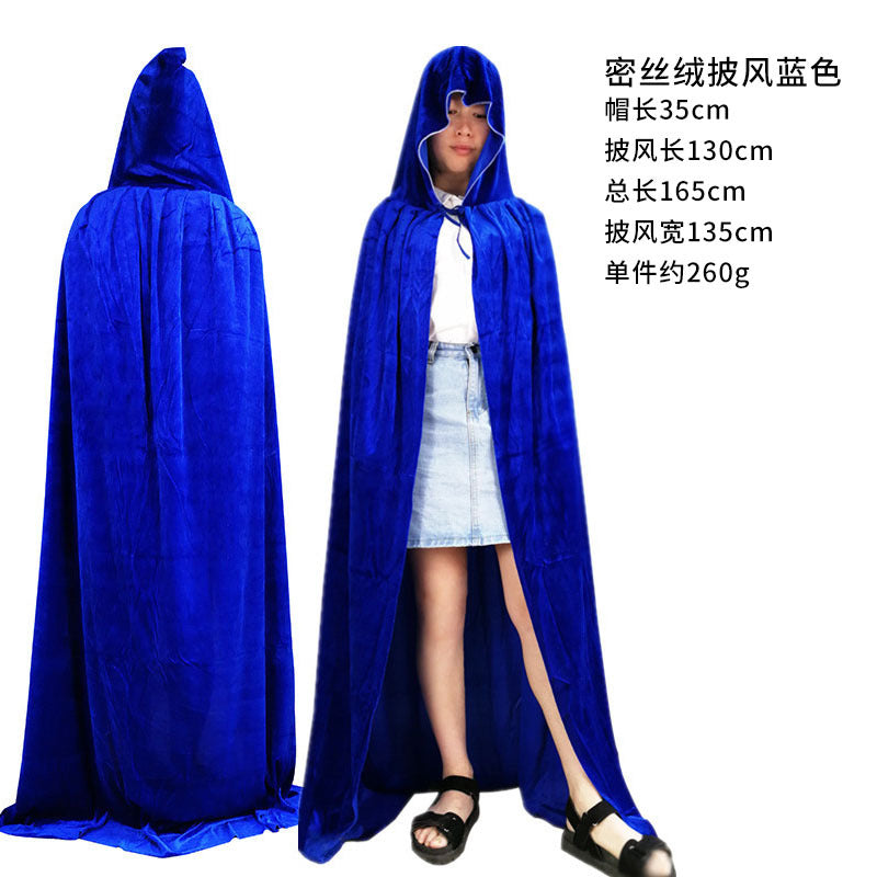 Halloween cloak costume party makeup costume props children adult cloak black pleuche death ball