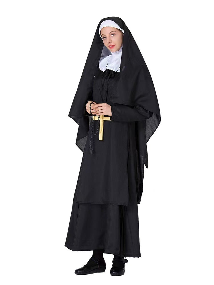 Amazon Halloween performance wear Virgin Mary costume nun's outfit priest costume ball performance costume foreign trade