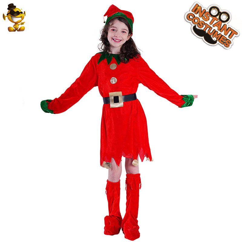party costume party costume Green Christmas little boy girl Red Christmas dress masquerade