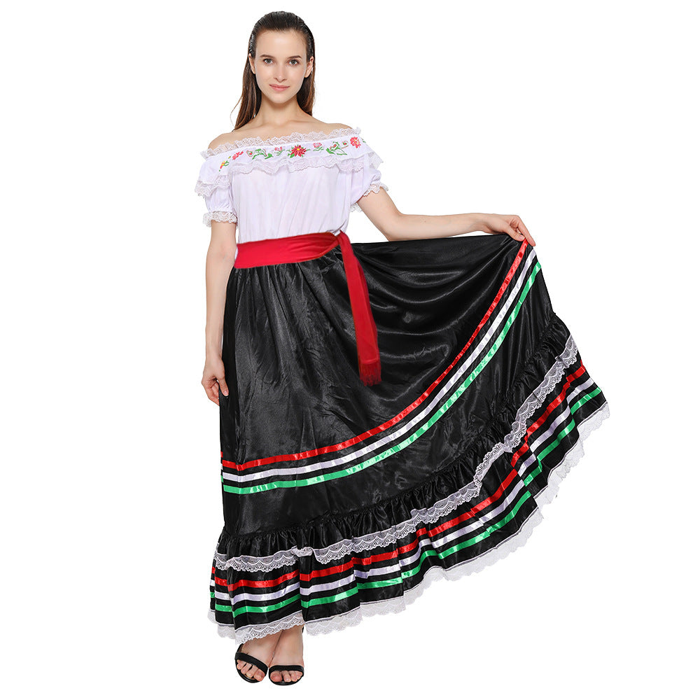 Mexican ethnic women's dress Halloween play costume bright singer role stage costume Halloween clothes