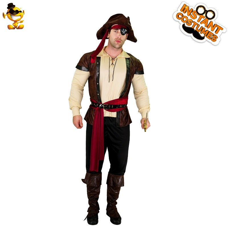 Halloween adult big men's leather pirate performance costume cosplay cosplay party stage costume