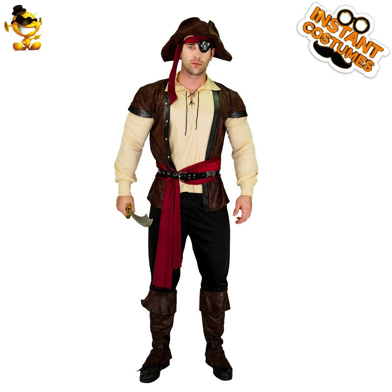 Halloween adult big men's leather pirate performance costume cosplay cosplay party stage costume