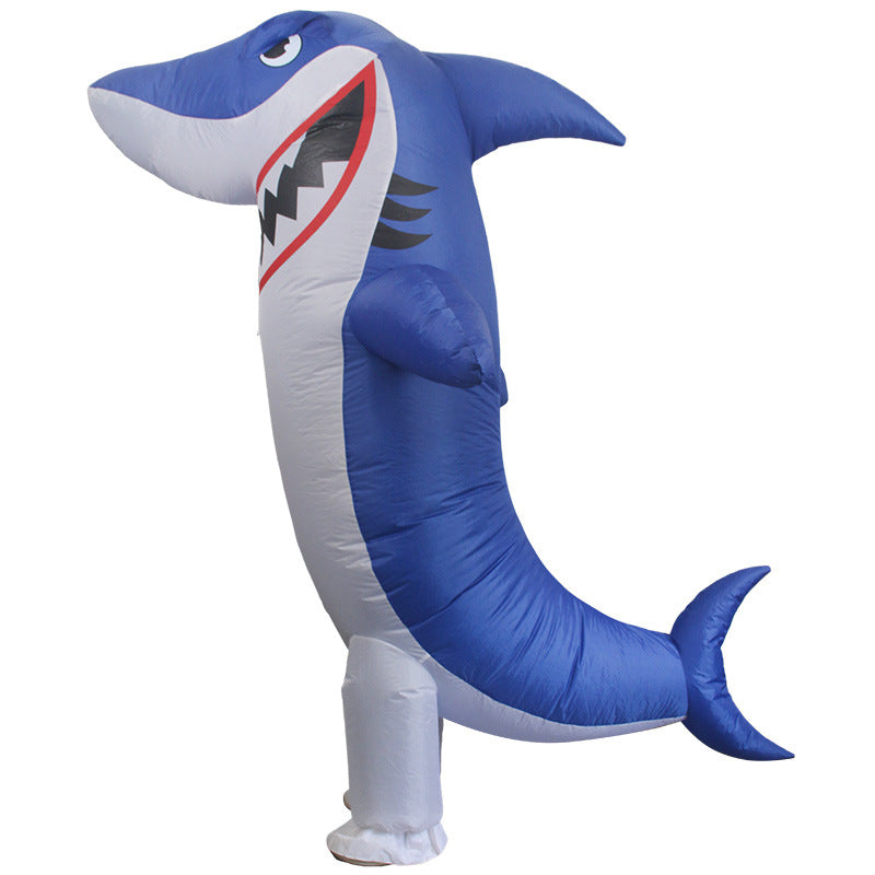 Cross-border hot selling shark inflatable costume Halloween shark performance wear 3D cute shark inflatable costume performance