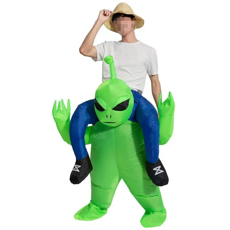 Cross-border hot selling alien ghost holding human inflatable clothing Halloween night walking funny horror alien costume funny