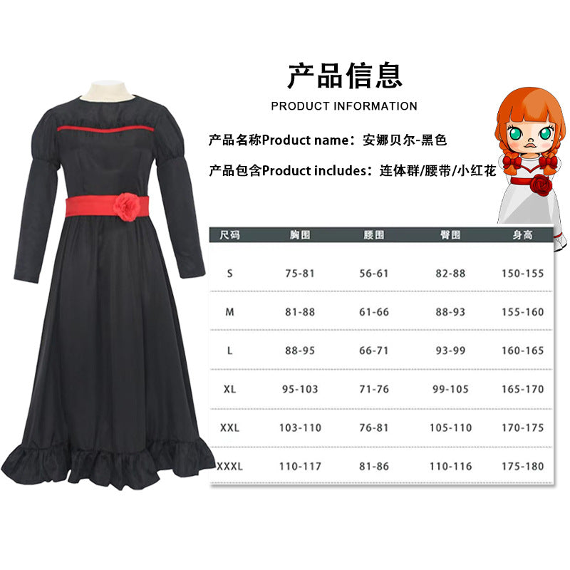 Horror doll Annabel cos costume Halloween cosplay Annabel Cospaly costume secondary element