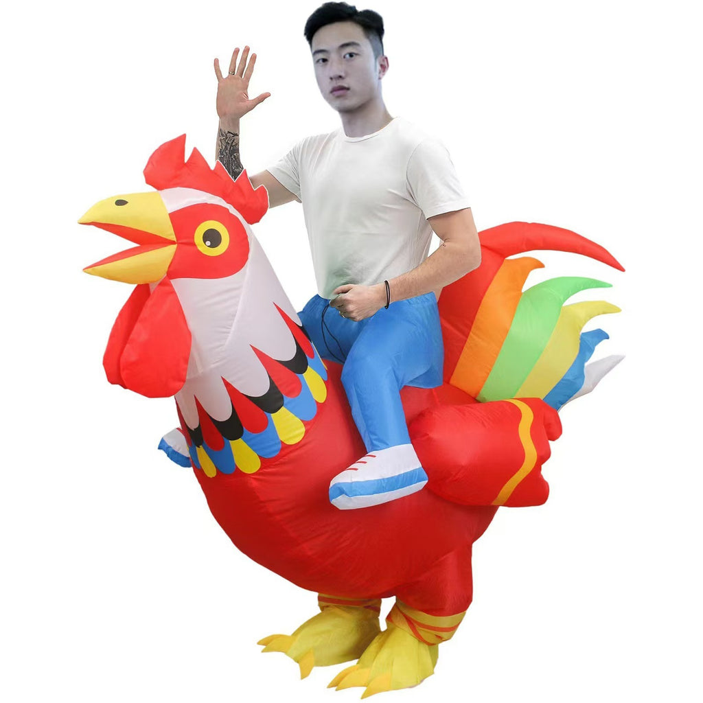 Cross-border funny walking animal costume adult holiday party performance wear mount colorful wings big white chicken inflatable clothing
