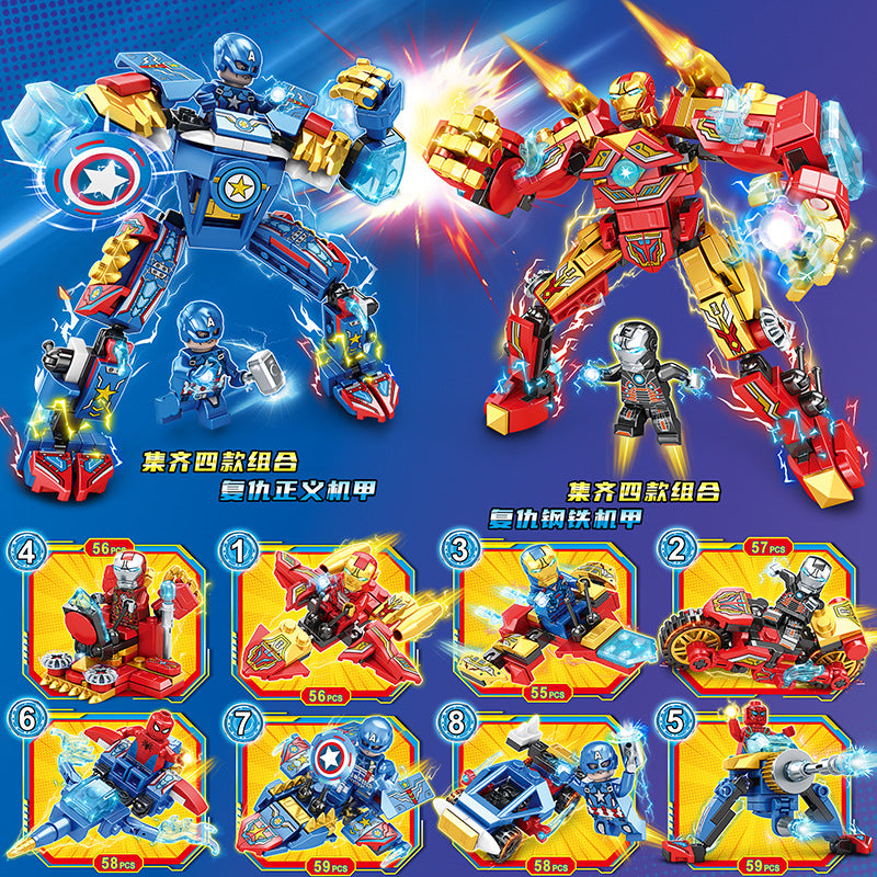 S brand Avengers building blocks boy iron man anti-Hulk Mech doll toy children Boy assembling toys
