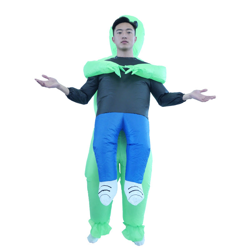 Cross-border hot selling alien ghost holding human inflatable clothing Halloween night walking funny horror alien costume funny