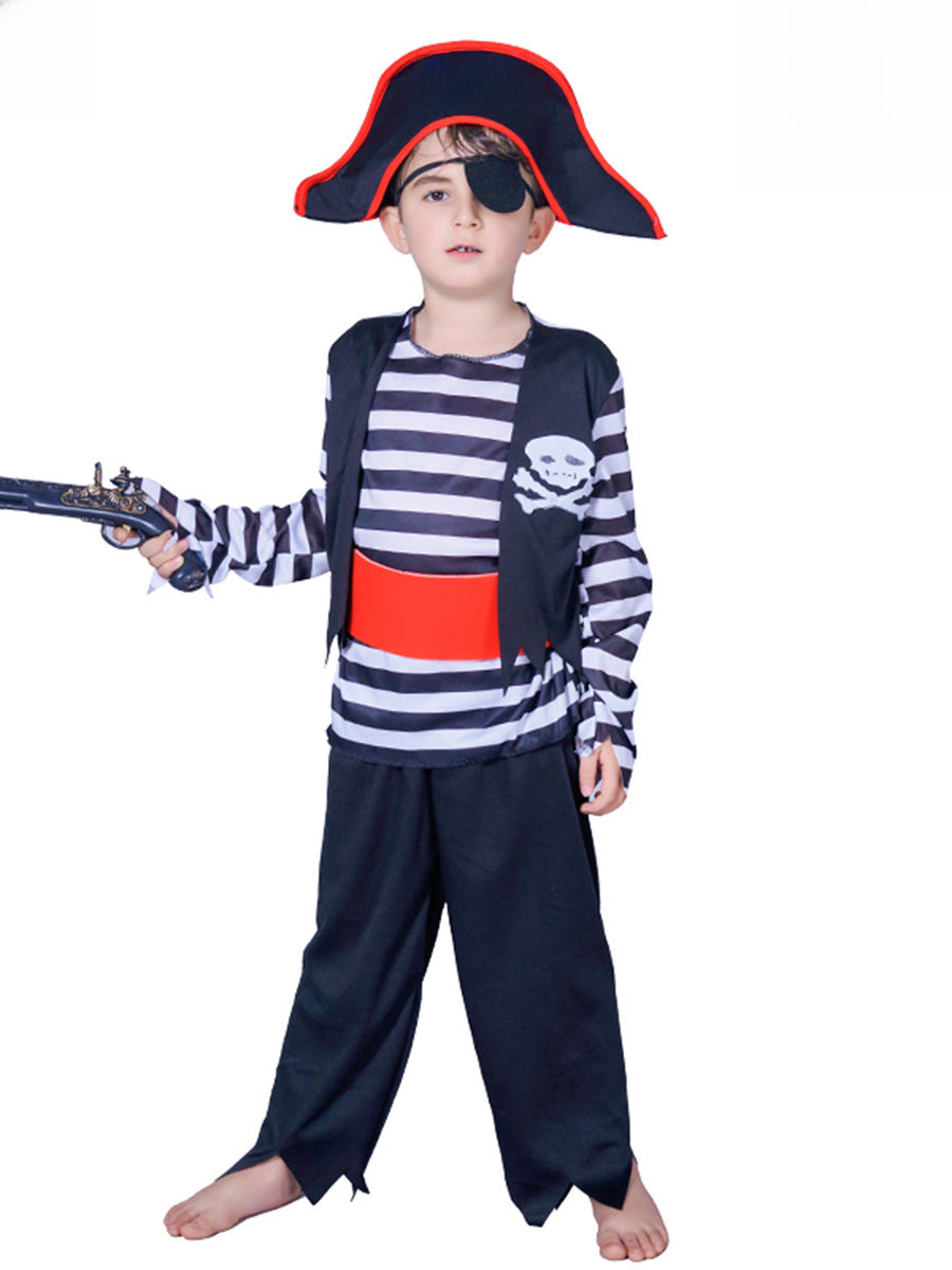 Boy's striped pirate look masquerade stage performance costume Halloween cosplay costume